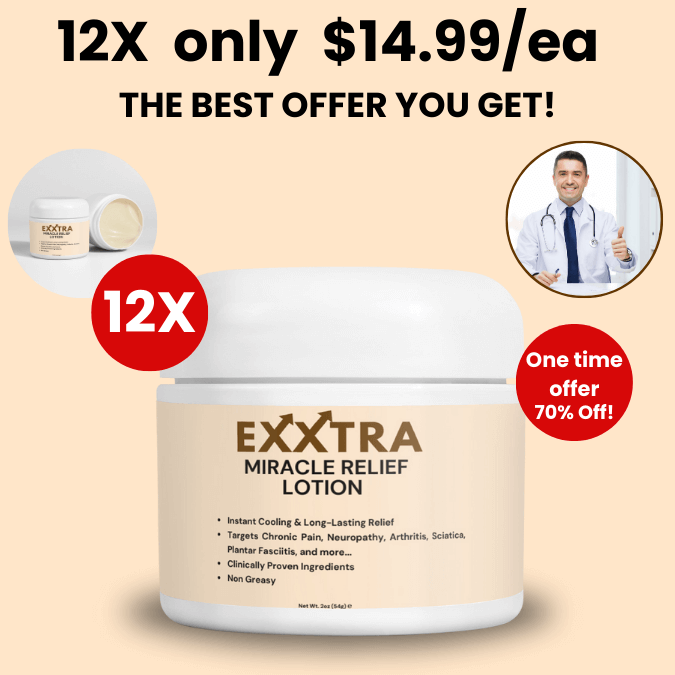 12X Jar New Upgraded Formula - Exxtra Miracle Relief Cream (Patent Pending Formula) 6 to 10 Months Supply - TY
